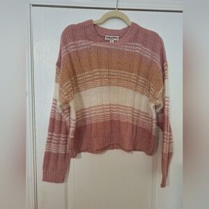 Pink and Cream Striped Sweater Womens XL